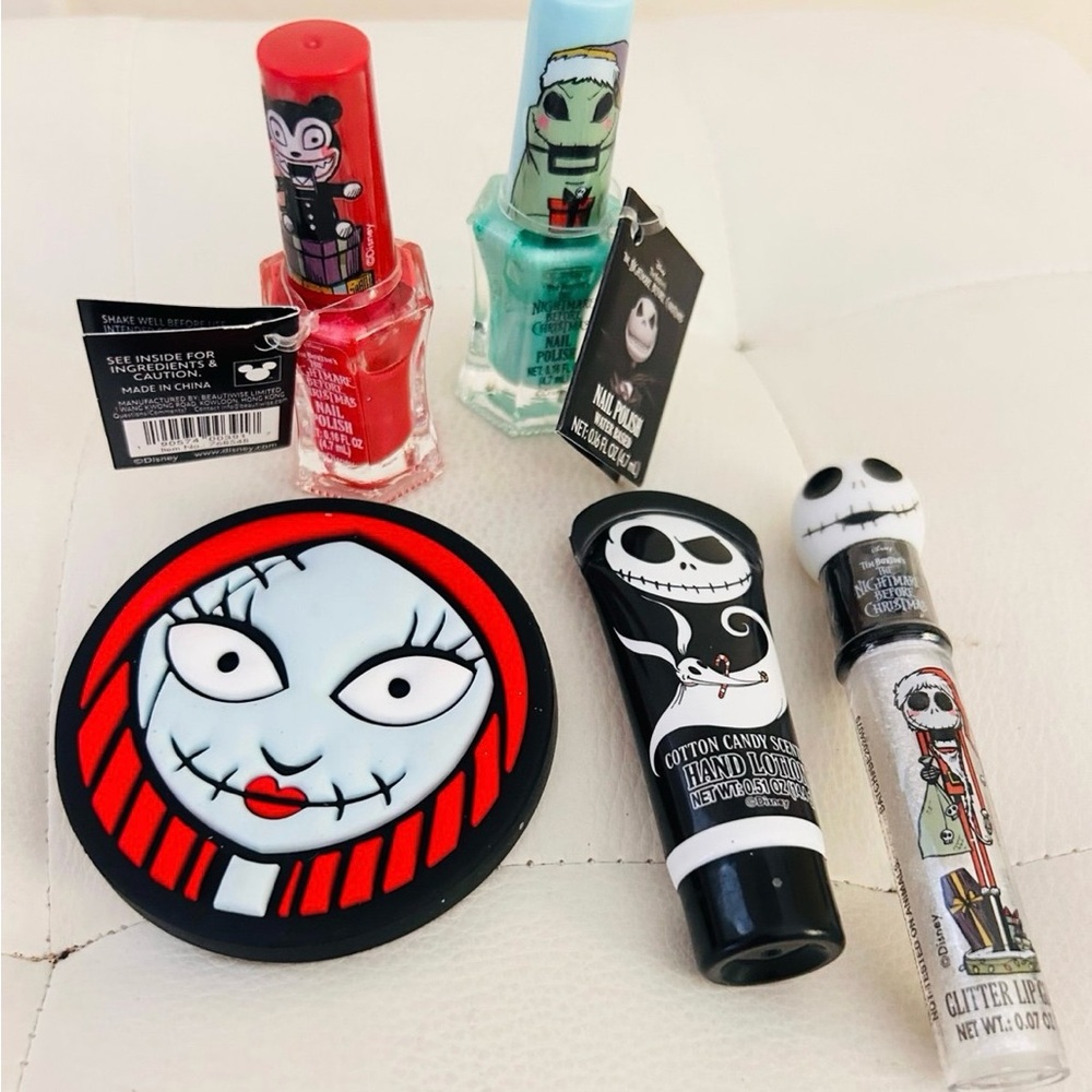 Disney The Nightmare Before Christmas Make Up Bundle Nail Polish Lip Gloss NWT